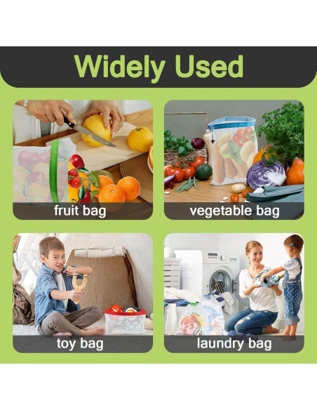 12 Bolsas Reutilizables MAQIHAN de Malla para Verduras y Frutas