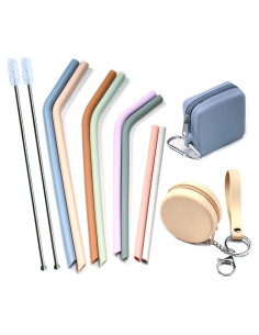 Popotes de Silicona Reutilizables Tegion - 4 Tamaños con Fundas