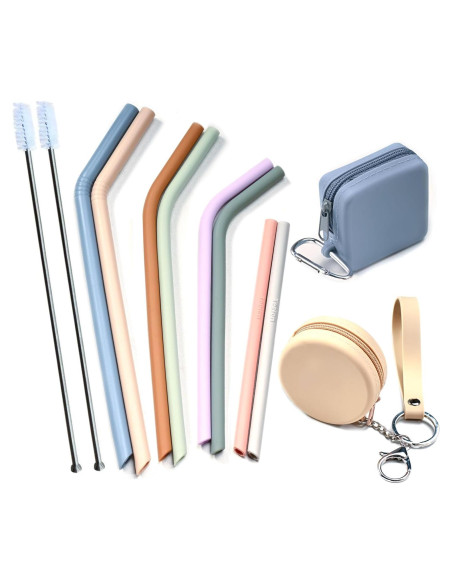 Popotes de Silicona Reutilizables Tegion - 4 Tamaños con Fundas