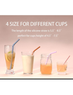 Popotes de Silicona Reutilizables Tegion - 4 Tamaños con Fundas 2