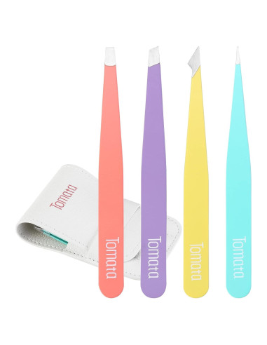 Juego de Pinzas de Precisión Tomata - 4 Piezas Acero Inoxidable