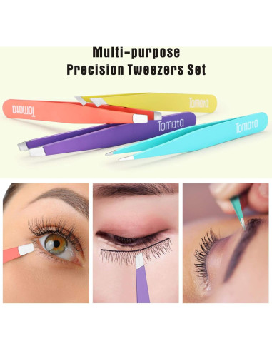 Juego de Pinzas de Precisión Tomata - 4 Piezas Acero Inoxidable