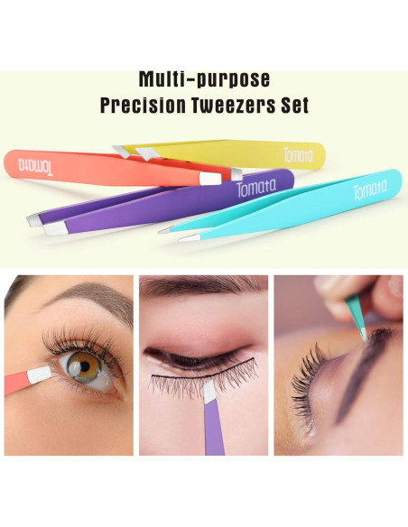 Juego de Pinzas de Precisión Tomata - 4 Piezas Acero Inoxidable