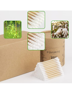 Hisopos de Algodón de Bambú FOVURTE 400 Piezas Orgánicos 2
