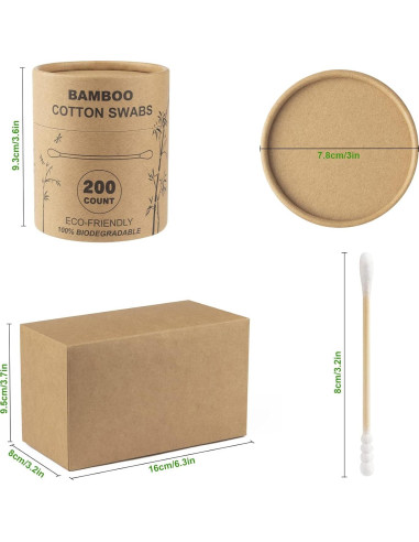 Hisopos de Algodón de Bambú FOVURTE 400 Piezas Orgánicos