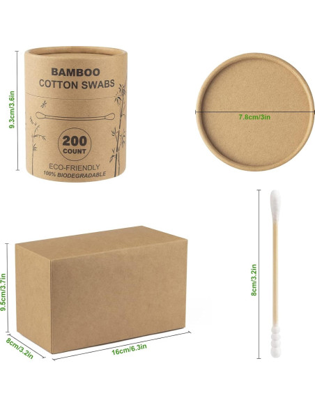 Hisopos de Algodón de Bambú FOVURTE 400 Piezas Orgánicos