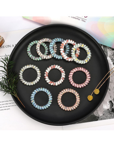 Lazos para Cabello en Espiral JessLab - 10 Piezas Colores Variados