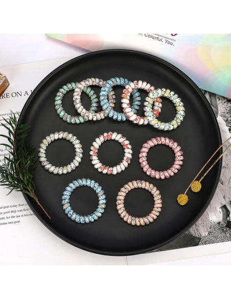 Lazos para Cabello en Espiral JessLab - 10 Piezas Colores Variados