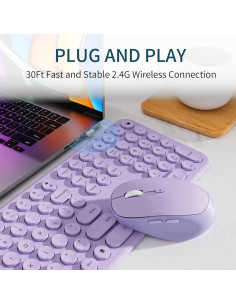 Combo Teclado y Ratón Inalámbricos YUNSHAN Púrpura 2