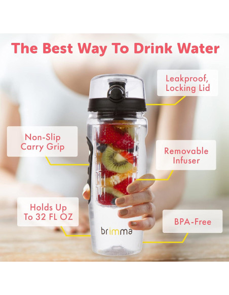Botella de Agua Infusora de Frutas Brimma 0.91L a Prueba de Fugas