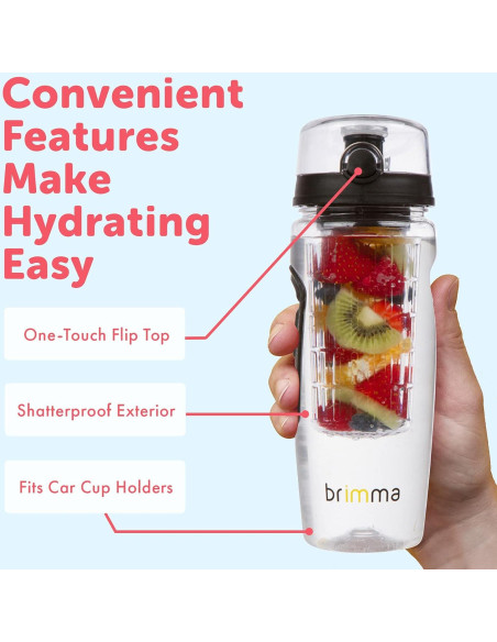 Botella de Agua Infusora de Frutas Brimma 0.91L a Prueba de Fugas