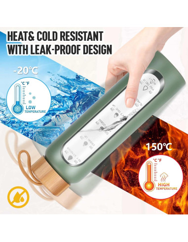 Botella de Agua de Vidrio Aqulea 32 Oz Verde con Infusor