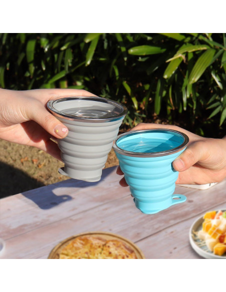 Tazas de Silicona Plegables Nanaborn 270ml para Camping - 2 Unidades