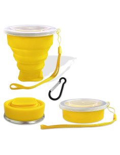 Taza Plegable de Silicona FINDWORLD 200ml Amarillo para Viajes
