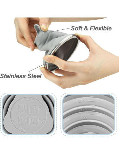 Tazas de Silicona Plegables Nanaborn 270ml para Camping - 2 Unidades