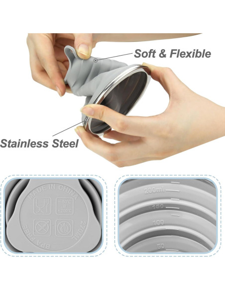 Tazas de Silicona Plegables Nanaborn 270ml para Camping - 2 Unidades