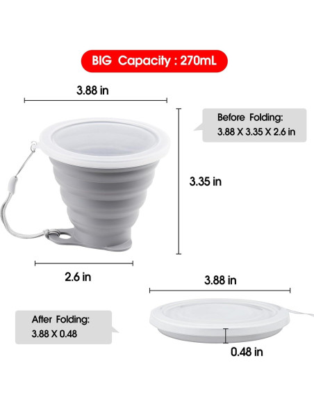 Tazas de Silicona Plegables Nanaborn 270ml para Camping - 2 Unidades