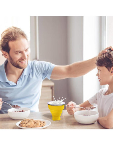 Taza Plegable de Silicona FINDWORLD 200ml Amarillo para Viajes