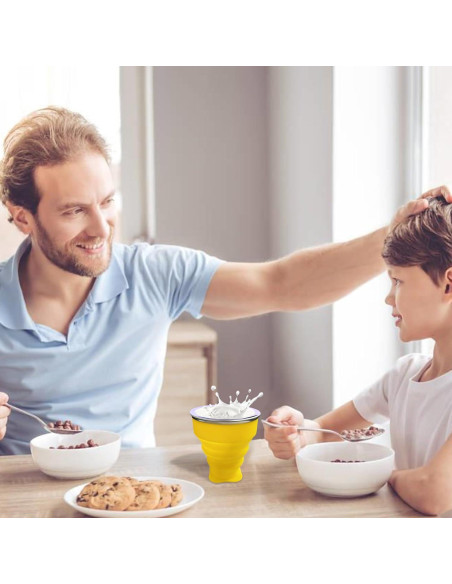 Taza Plegable de Silicona FINDWORLD 200ml Amarillo para Viajes