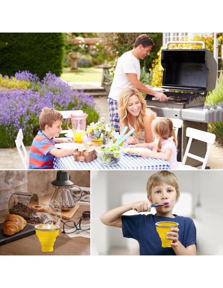 Taza Plegable de Silicona FINDWORLD 200ml Amarillo para Viajes