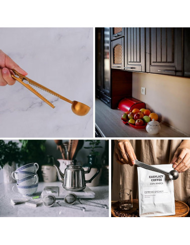 Paquete de 6 cucharas medidoras de acero inoxidable con clip