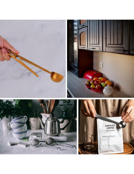 Paquete de 6 cucharas medidoras de acero inoxidable con clip