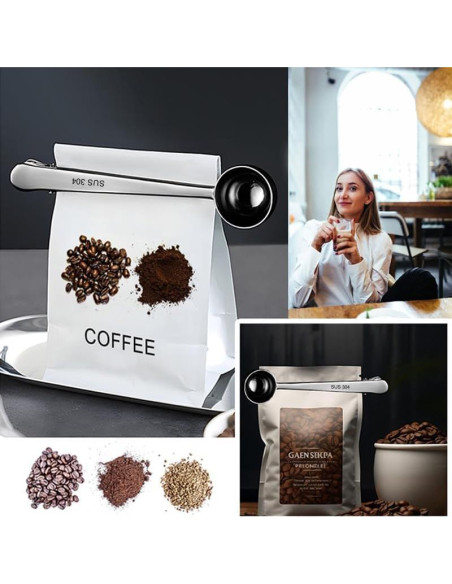 Paquete de 6 cucharas medidoras de acero inoxidable con clip