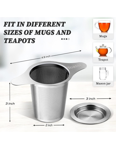 Infusor de Té de Acero Inoxidable Yoassi Extra Fino 12.7 cm