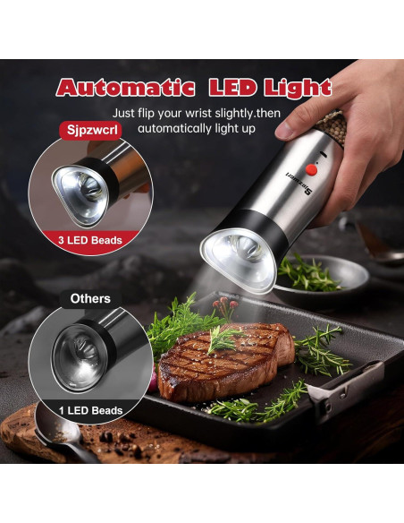 Juego de Molinillos Eléctricos de Sal y Pimienta Sjpzwcrl 200ml