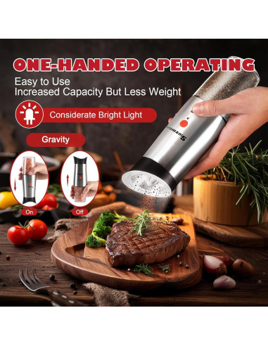 Juego de Molinillos Eléctricos de Sal y Pimienta Sjpzwcrl 200ml