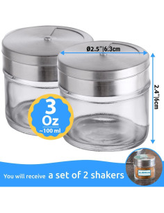 Tarros de Especias de Vidrio CUSINIUM 2-Pack 85g con Tapa Ajustable 2