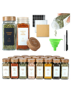 Tarros de Especias de Vidrio TESUNMU 118ml con Etiquetas (24)