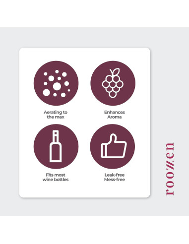 Aerador de Vino Roozzen con Vertedor Sin Derrames - 136g