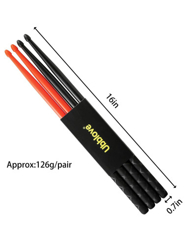 Baquetas de Nylon Tamaño 40.6cm 2 pares Antideslizantes