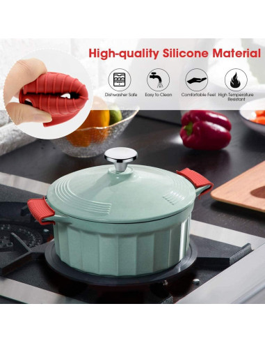 Funda de Mango de Sartén de Silicona OMGREI 4 Piezas Rojo