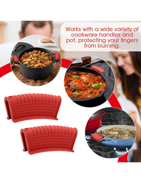 Funda de Mango de Sartén de Silicona OMGREI 4 Piezas Rojo Funda de Mango de Sartén de Silicona OMGREI 4 Piezas Rojo