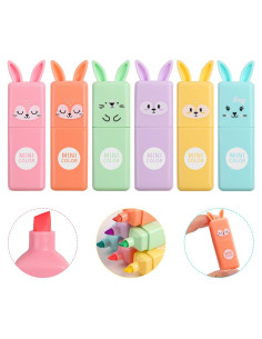 Marcadores Resaltadores SunAngel Conejo 6 Piezas Punta Cincel