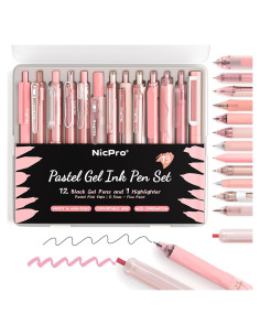 Conjunto de Bolígrafos de Gel Nicpro 13 Piezas Rosa 0.5mm