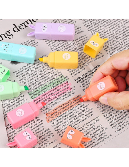 Marcadores Resaltadores SunAngel Conejo 6 Piezas Punta Cincel