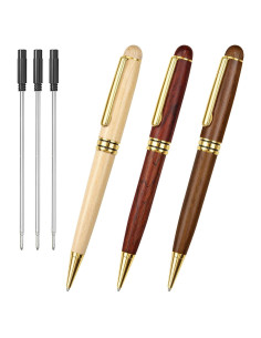 Set de 3 Bolígrafos de Madera Cambond con Recambios Tinta Negra