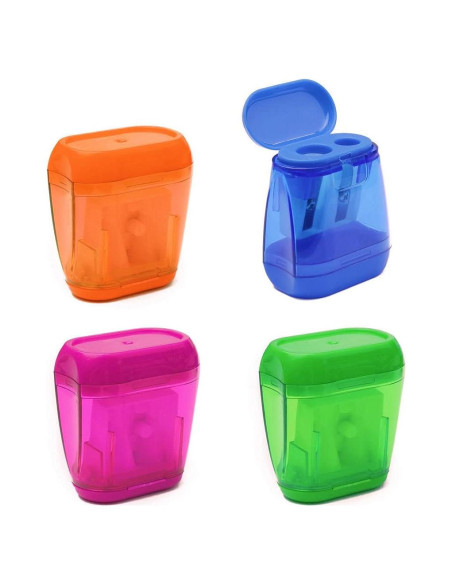 Sacapuntas Manual Doble Agujero SUMAJU 4 Piezas Colorido