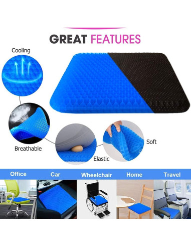 Cojín de Asiento de Gel Helishy 40x35cm Antideslizante