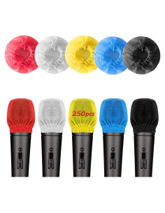 Cubiertas de Micrófono Desechables 250 Pcs - No Tejidas con Banda Elástica