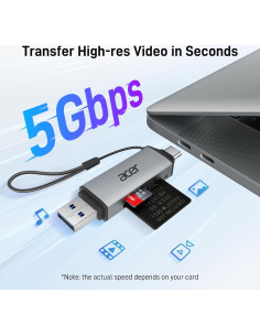 Lector de Tarjeta SD Acer ODK4E0 USB-C Doble Ranura 3.0 2