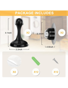 Parada de Puerta Magnética Crosize 2 Paquete Acero Inoxidable Negro 2