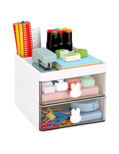 Organizador de Escritorio LETURE Blanco con Cajones 13x15x11.5 cm