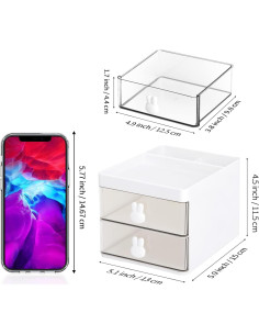 Organizador de Escritorio LETURE Blanco con Cajones 13x15x11.5 cm 2