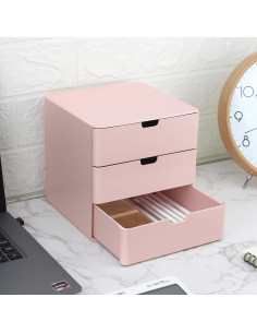 Organizador de tocador Dalanpa 3 cajones rosa compacto 2