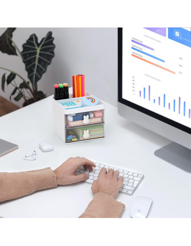 Organizador de Escritorio LETURE Blanco con Cajones 13x15x11.5 cm