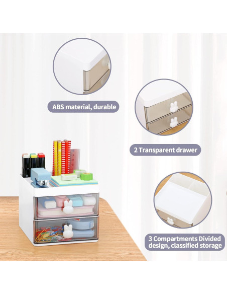 Organizador de Escritorio LETURE Blanco con Cajones 13x15x11.5 cm